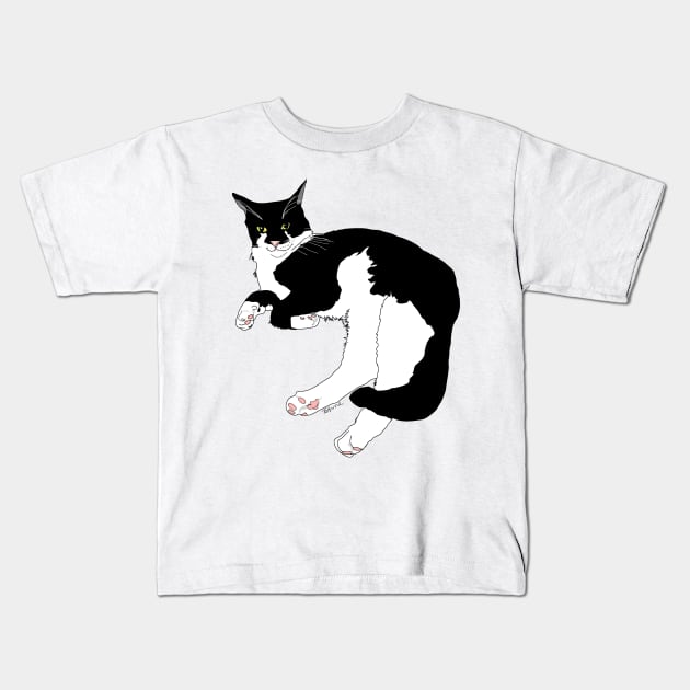 Cute Tuxedo Cat why are you looking at me?  Copyright TeAnne Kids T-Shirt by TeAnne